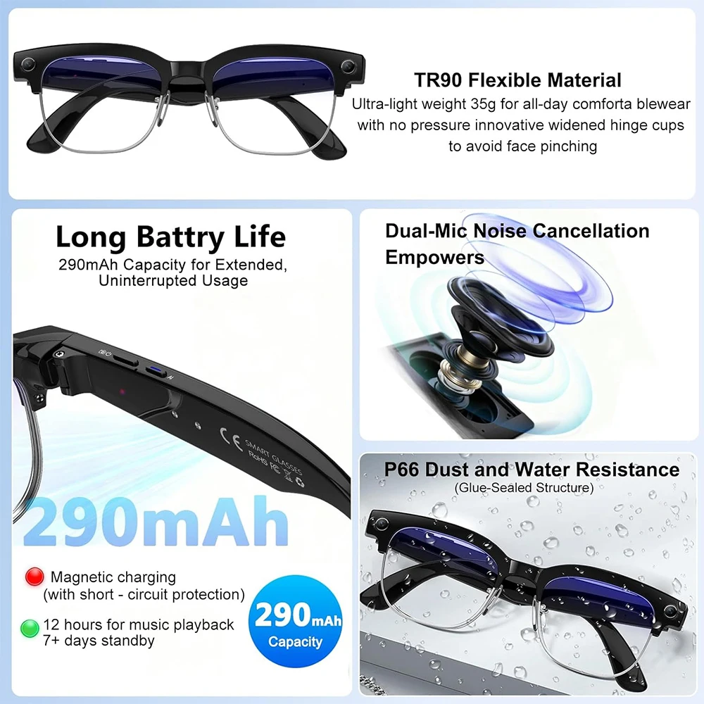 4K Smart AI Glasses 8MP Camera - Smart Glasses Lens ulasan dan harga